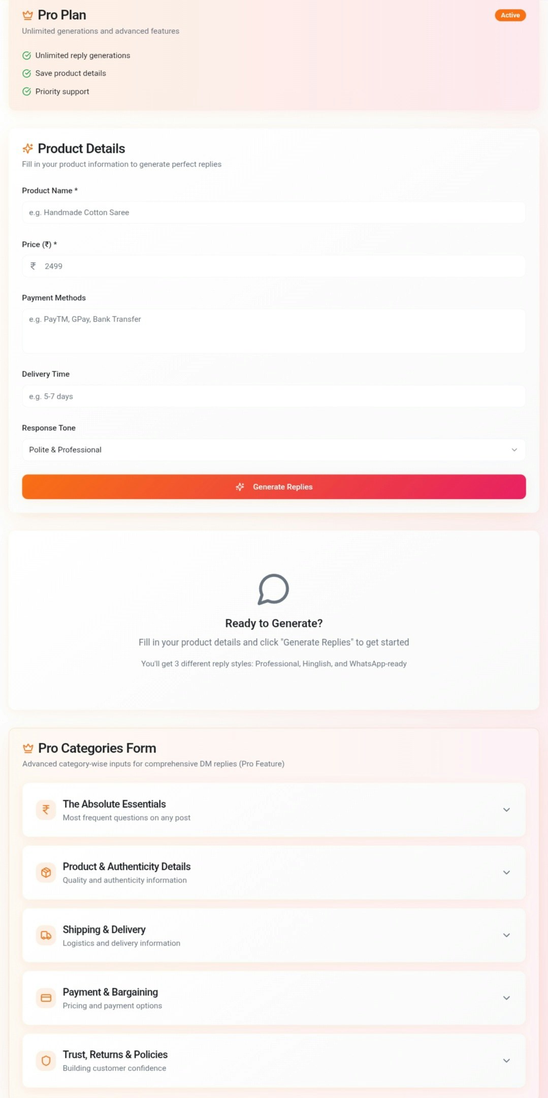 InstaReply India - Screenshot 3 showing product features and functionality