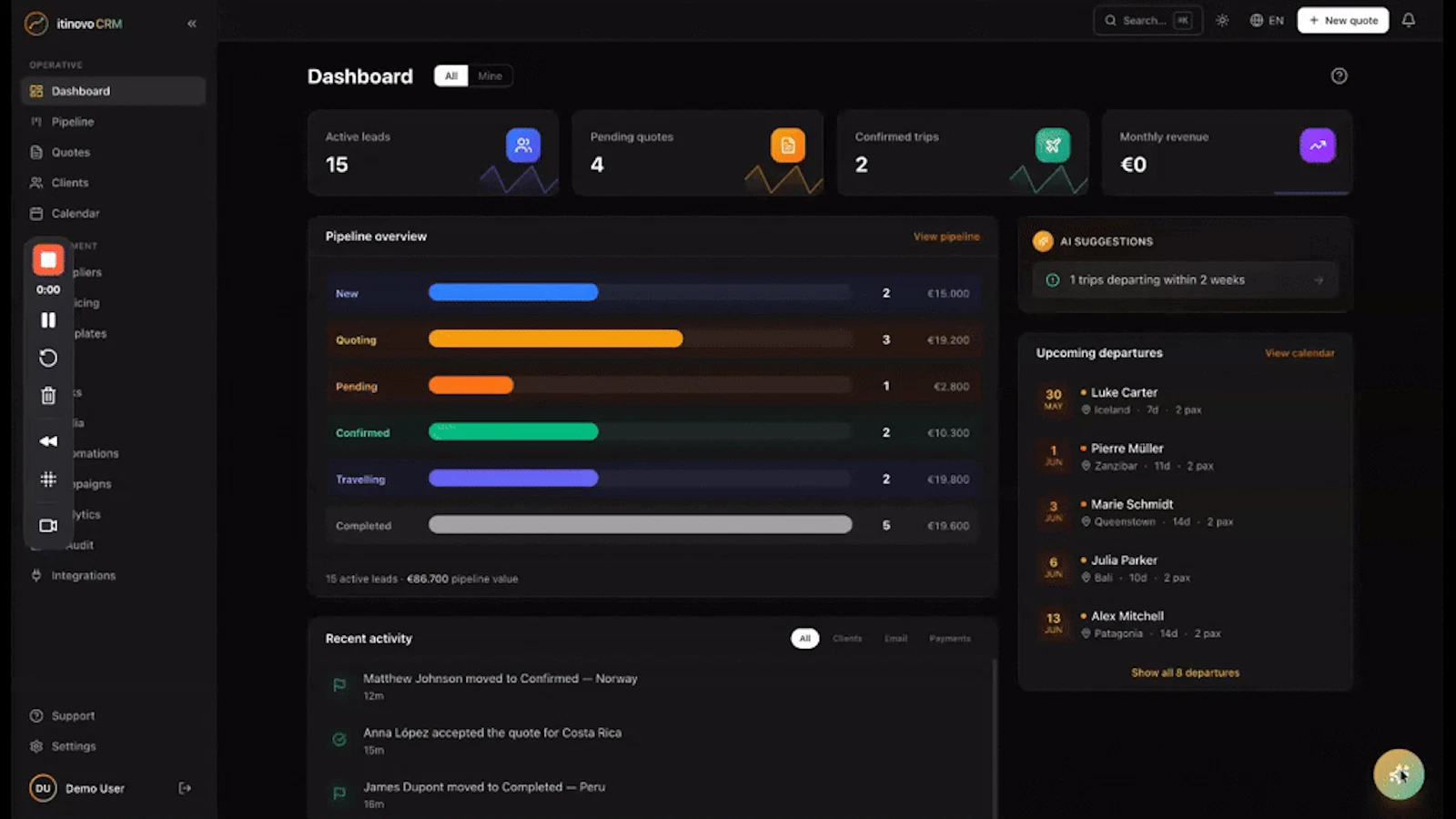 itinovo CRM screenshot 1 (video preview)