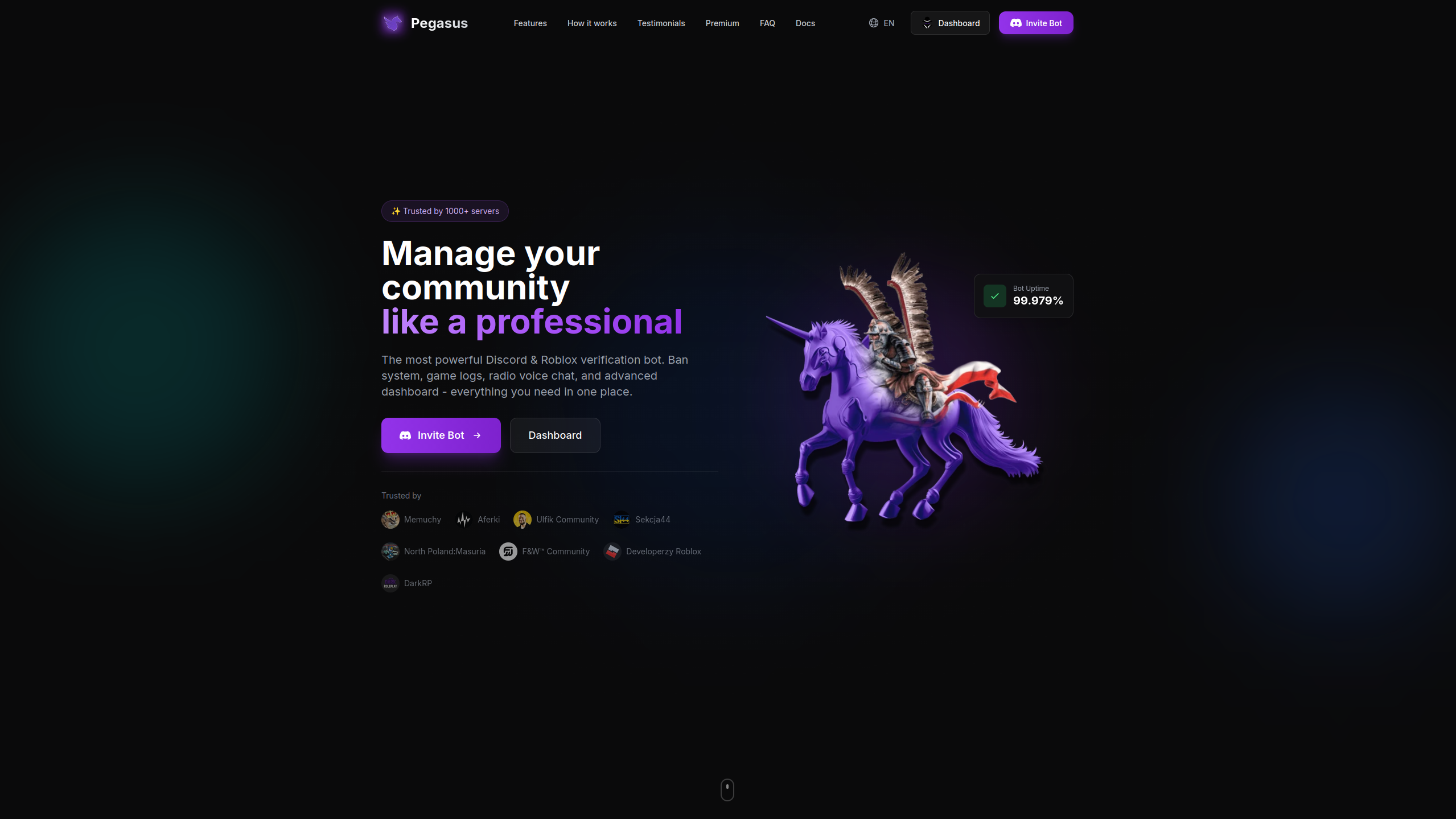 Pegasus Bot - Main product screenshot demonstrating key features and user interface