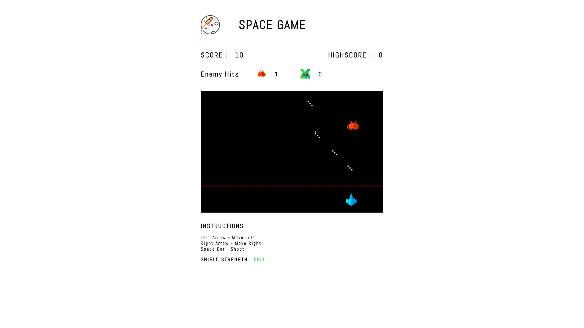 SPACE INVADER JavaScript GAME