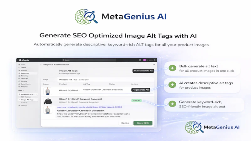 MetaGenius AI — AI SEO for Shopify screenshot 4
