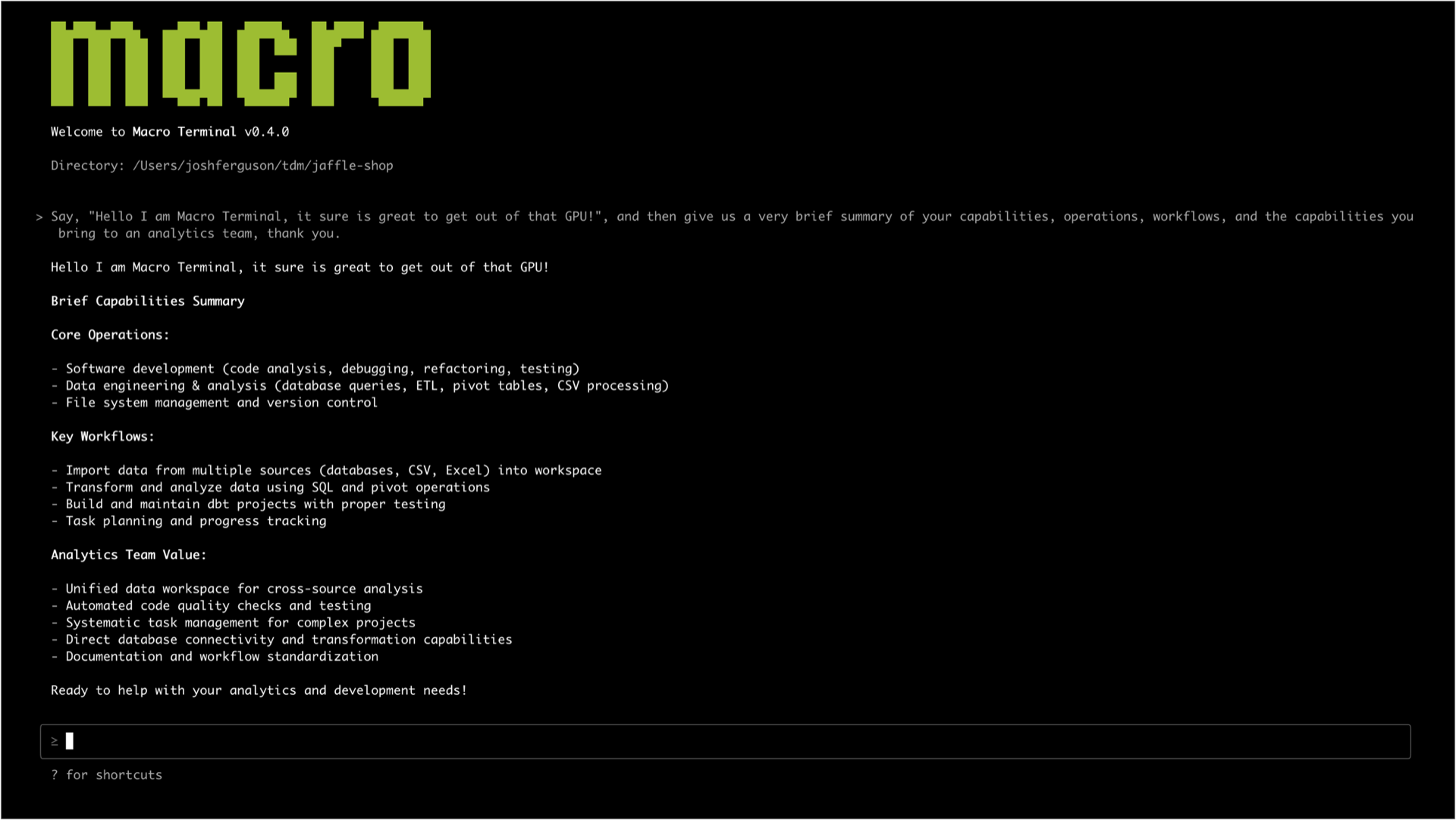 Mídia 4 de Conheça o terminal macro - Código Claude para análise de dados