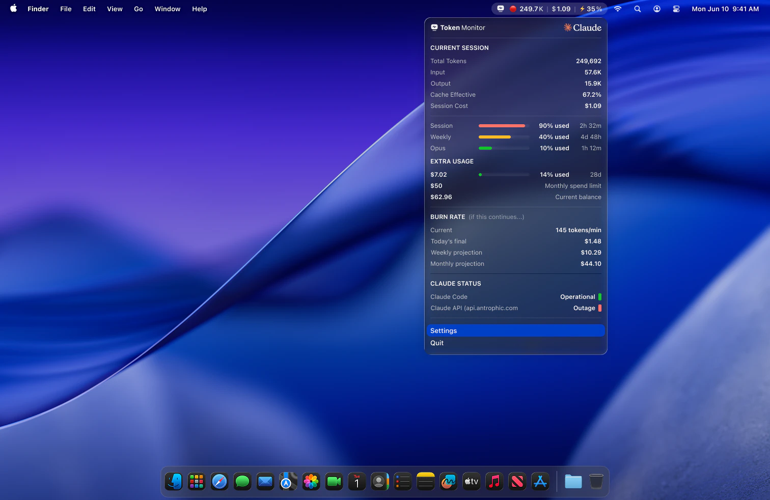 Token Monitor screenshot 1