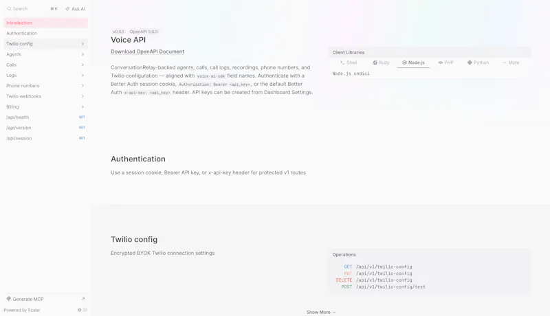 Voice API screenshot 5