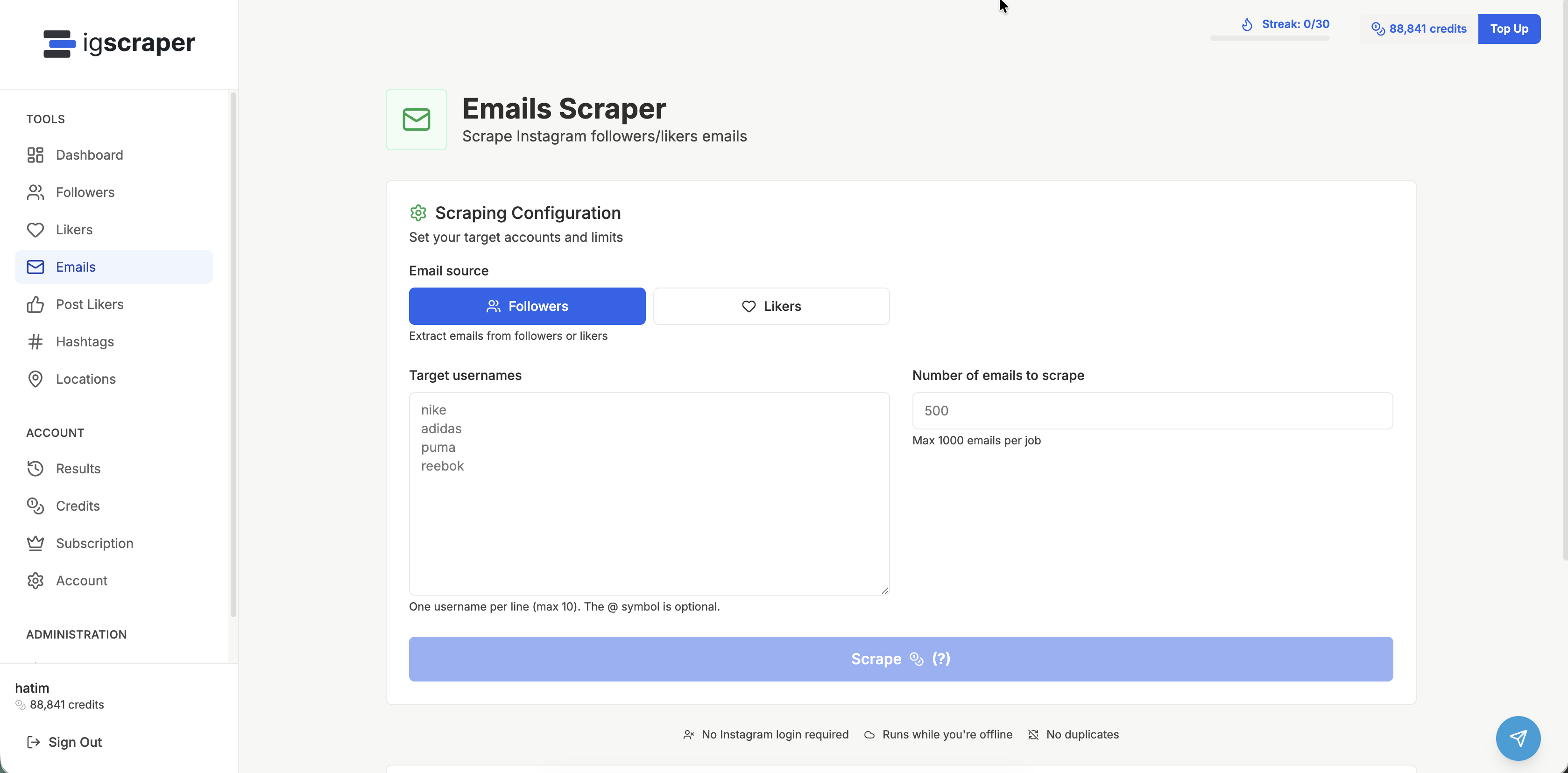 igscraper - Screenshot 2 showing product features and functionality