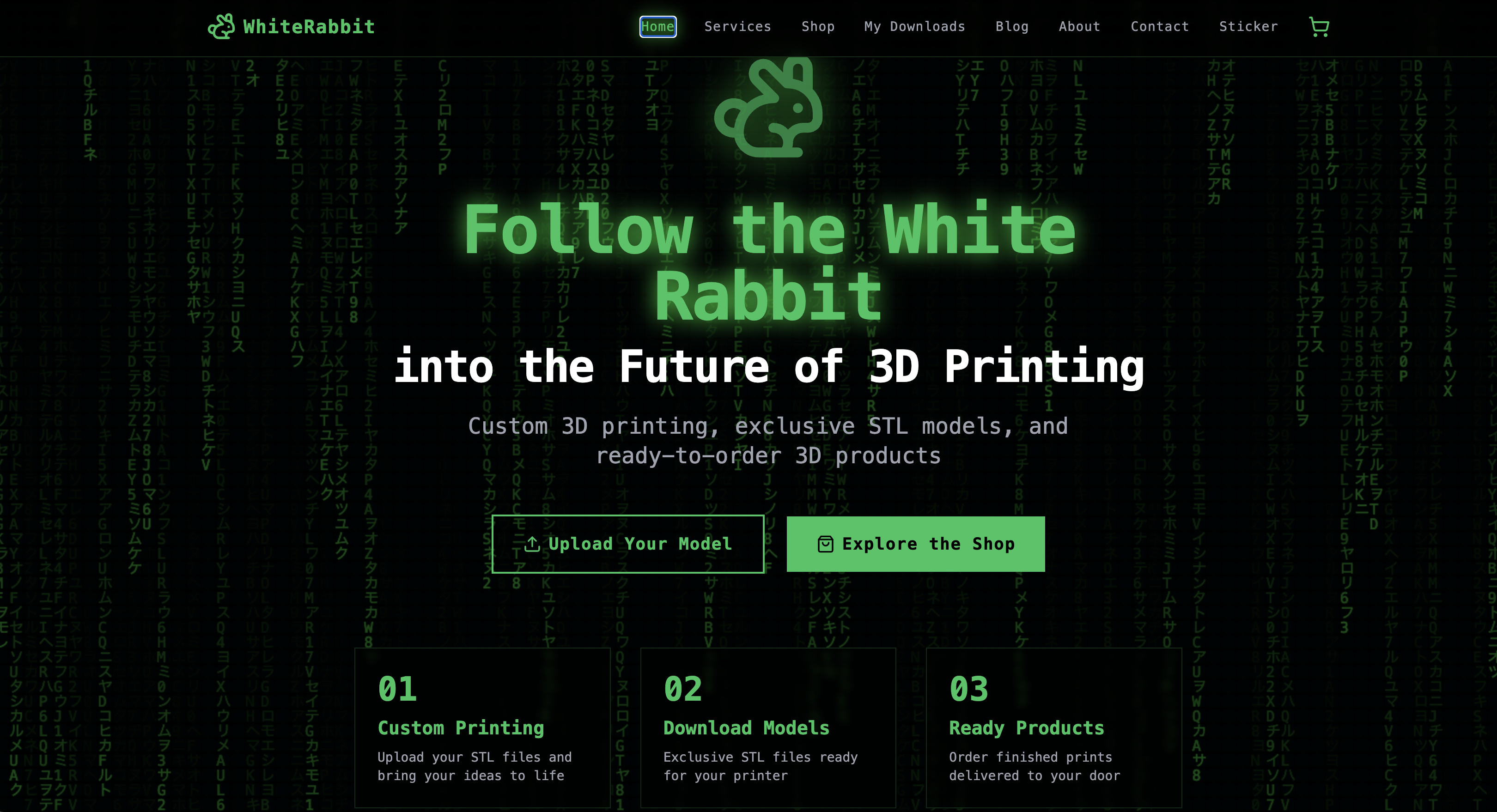 WhiteRabbit 3D Printing Website gallery image