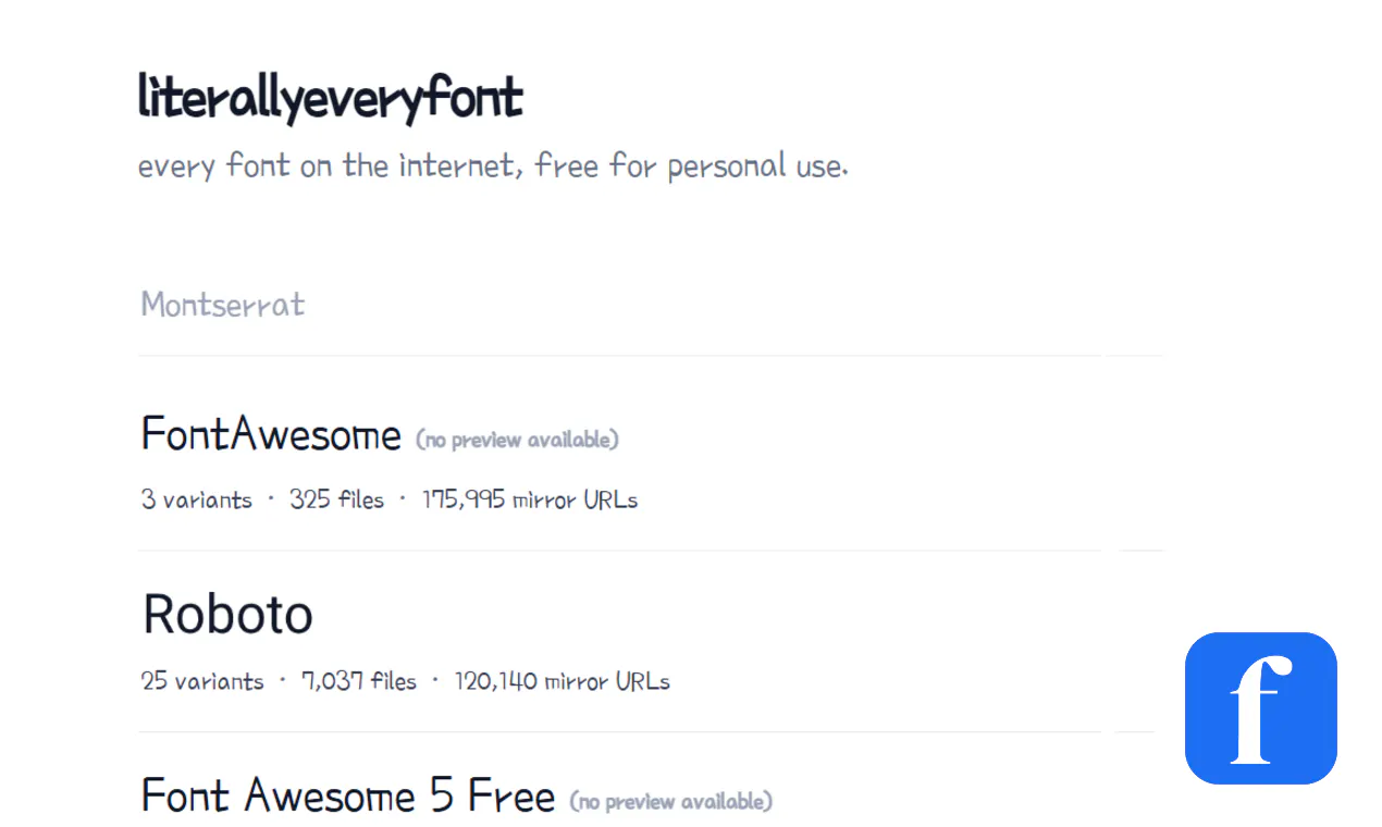 LiterallyEveryFont gallery image