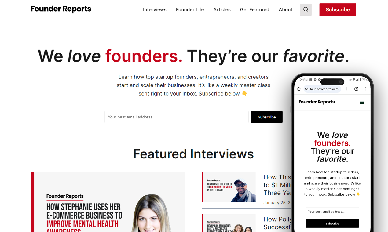 startuptile Founder Reports-In-depth interviews with founders and entrepreneurs