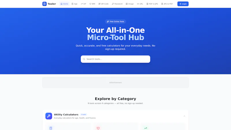 Tooler — Free Online Tools & Calculators screenshot 1