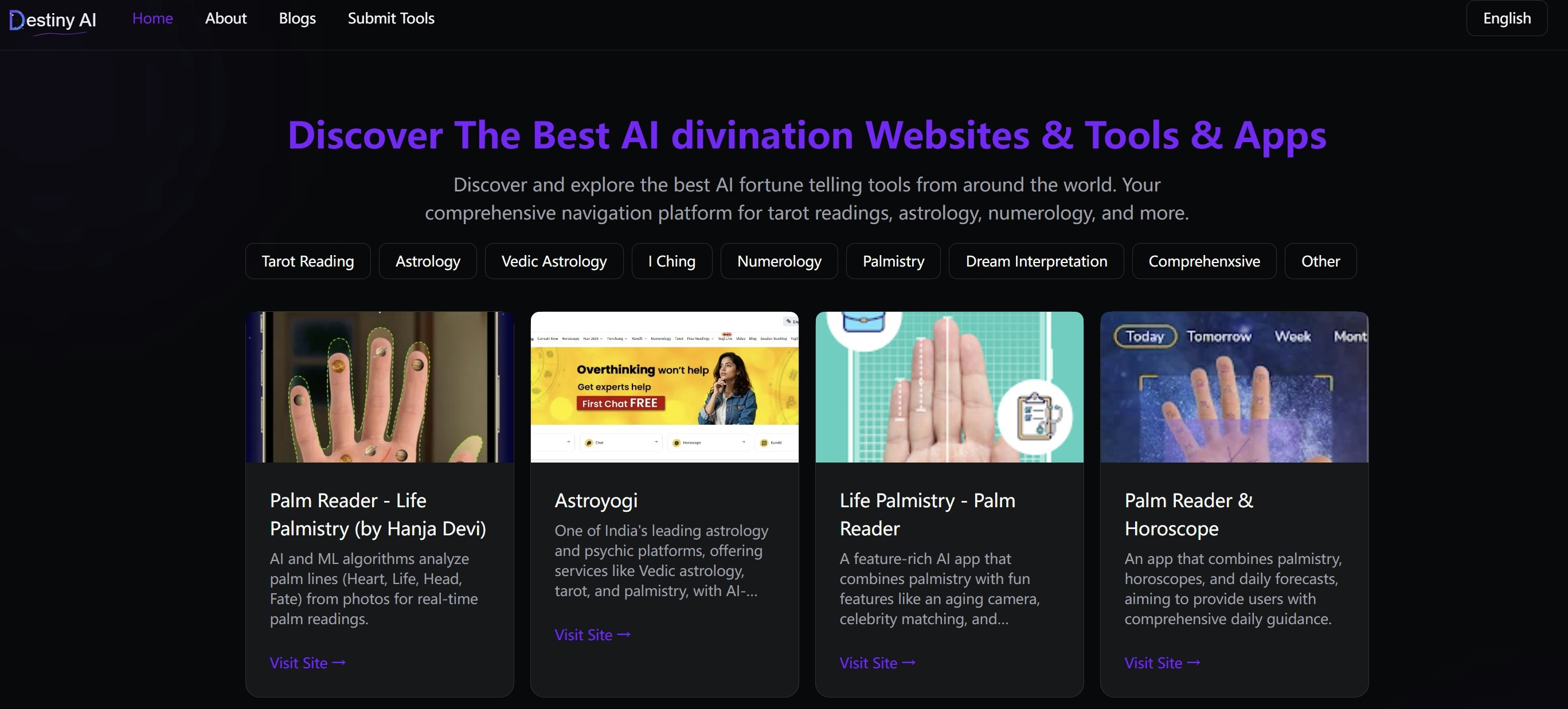 Herramientas de AI de Destiny - Sitio web del conjunto de herramientas de adivinación de IA. media 1