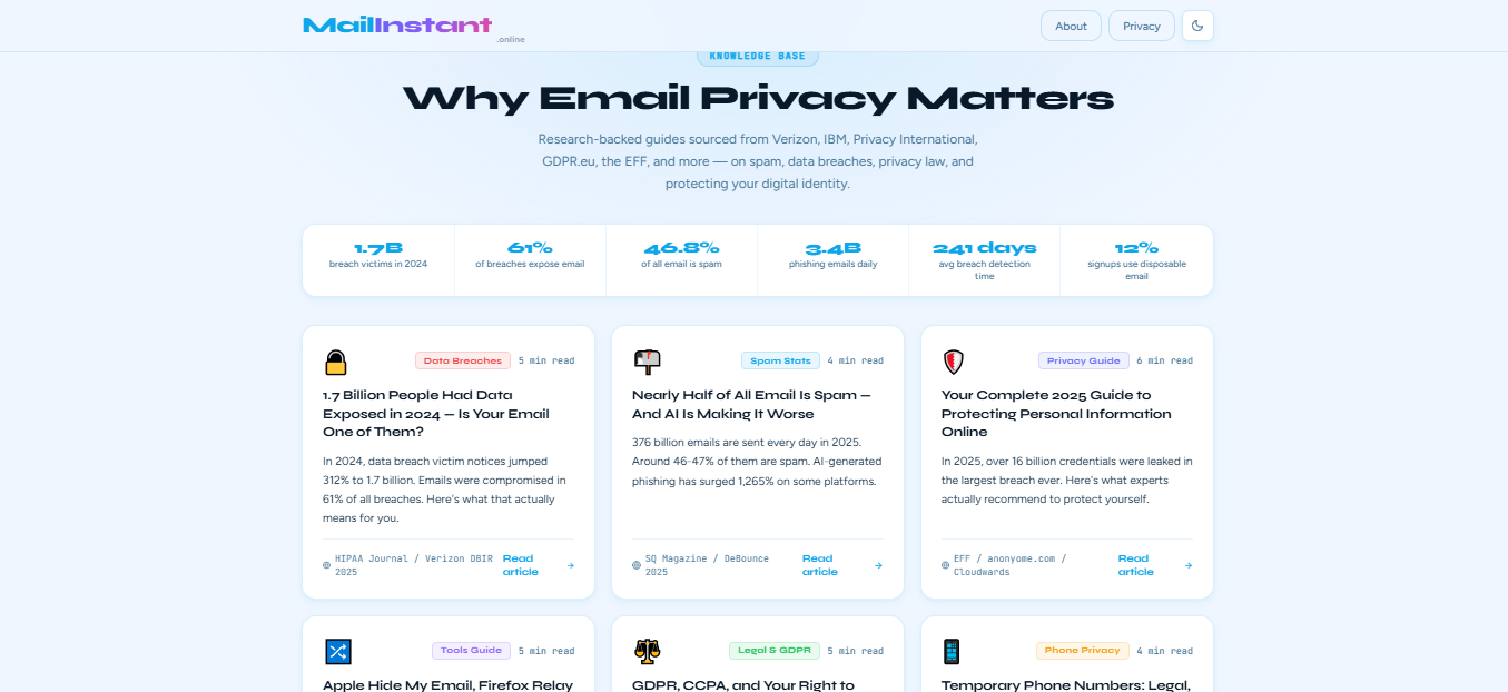 Mailinstant Free Temporary Email Address - Screenshot 4 showing product features and functionality