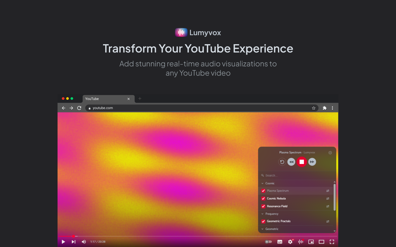 وسائط Lumyvox - youtube Audio Visualizer Extension chrome 2