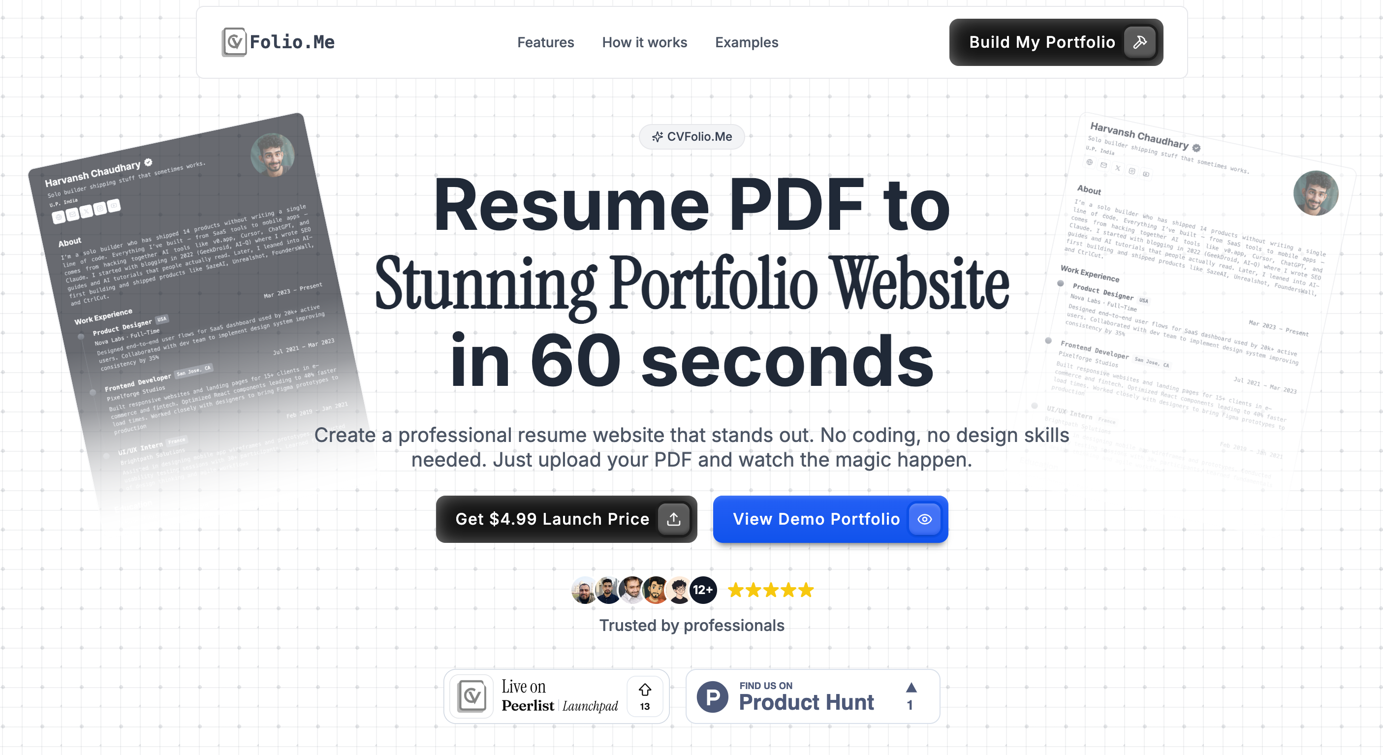 Mídia 1 de CVFolio.Me - Retomar PDF para o impressionante site de portfólio em 60 segundos