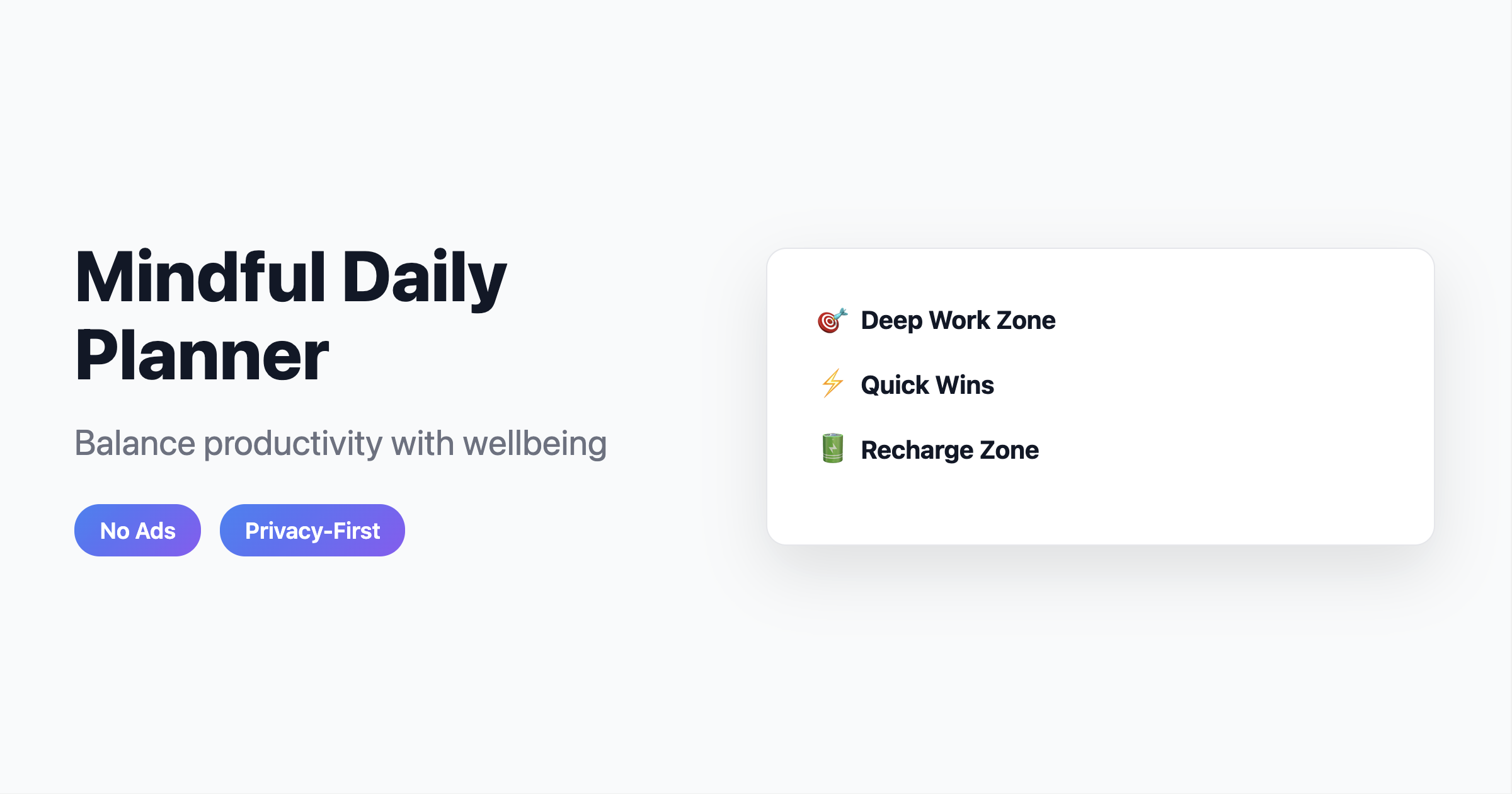 Mindful Planner - Main product screenshot demonstrating key features and user interface