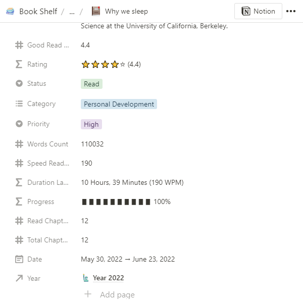 Book Shelf Notion Template
