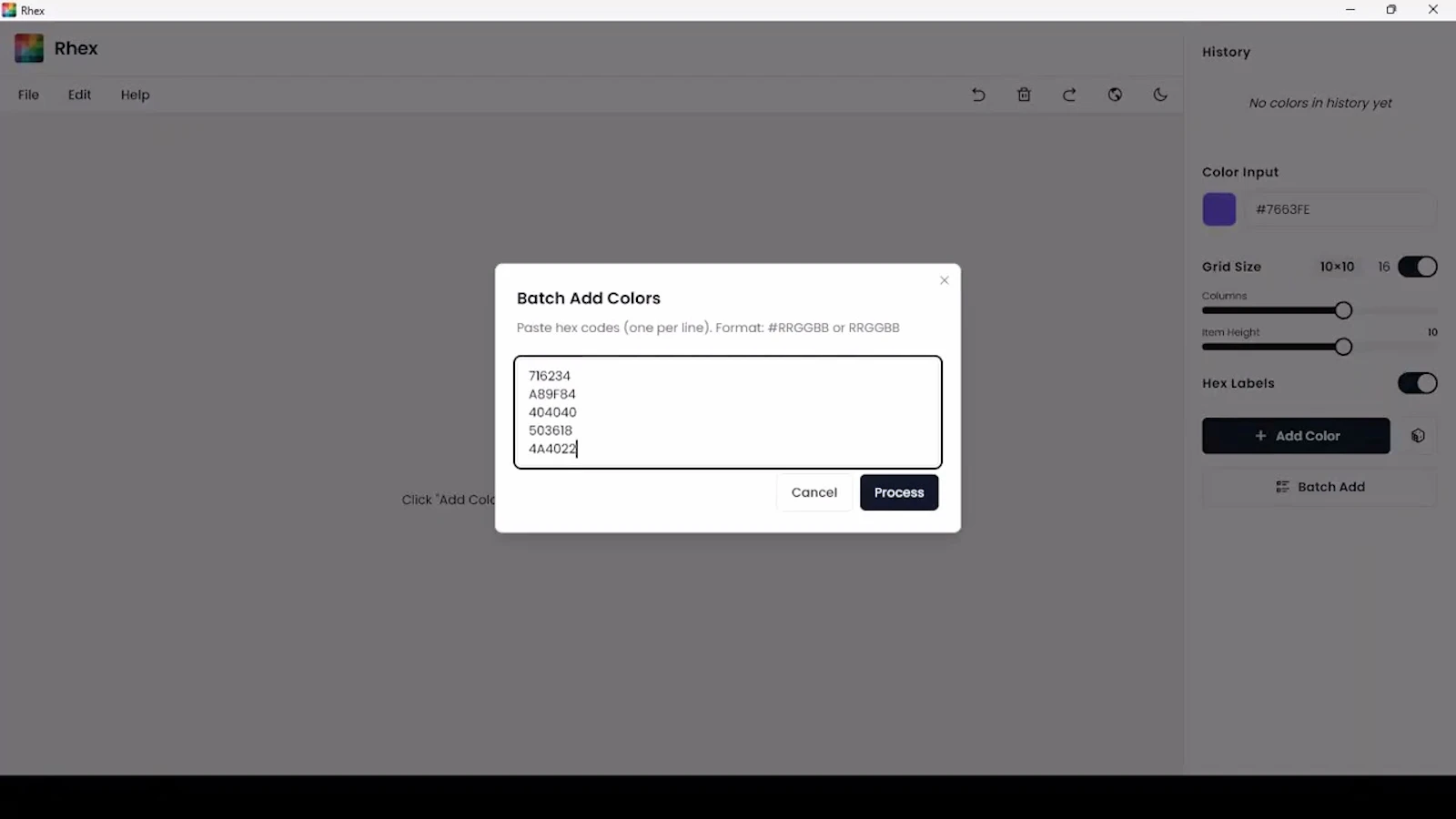 Rhex: HEX & RGB Editor screenshot 1 (video preview)