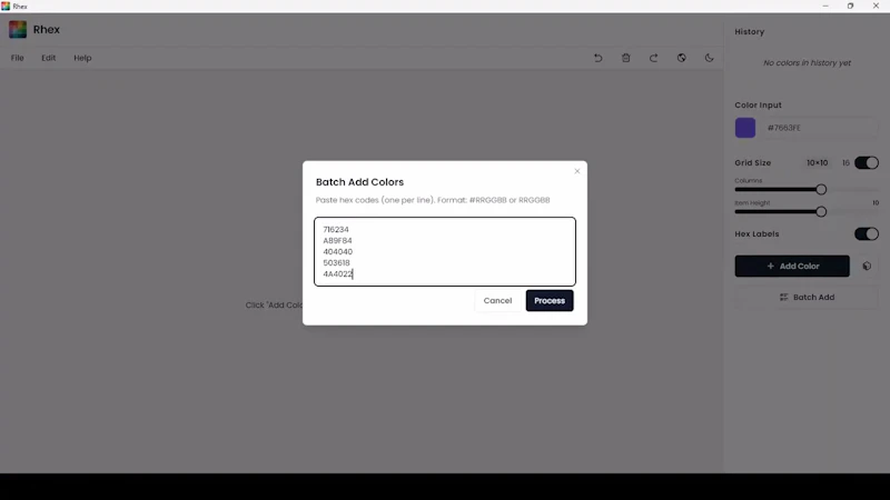 Rhex: HEX & RGB Editor screenshot 1 (video preview)