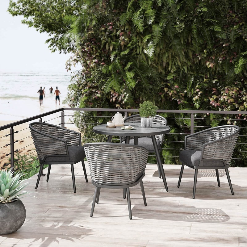Media Patio Dining Set dengan Lubang Umbrella - Set makan patio 2