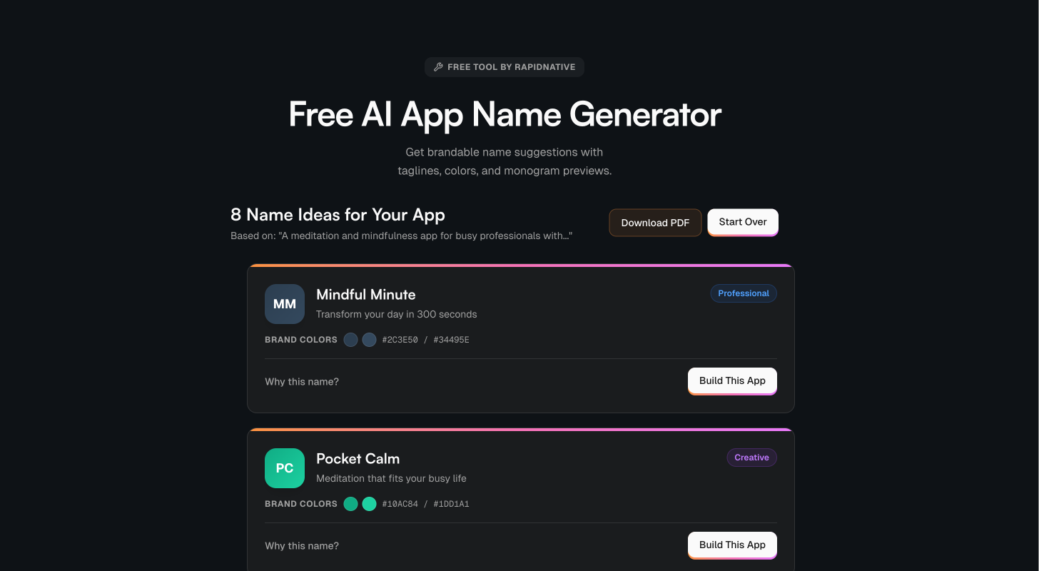 RapidNative free tools gallery image