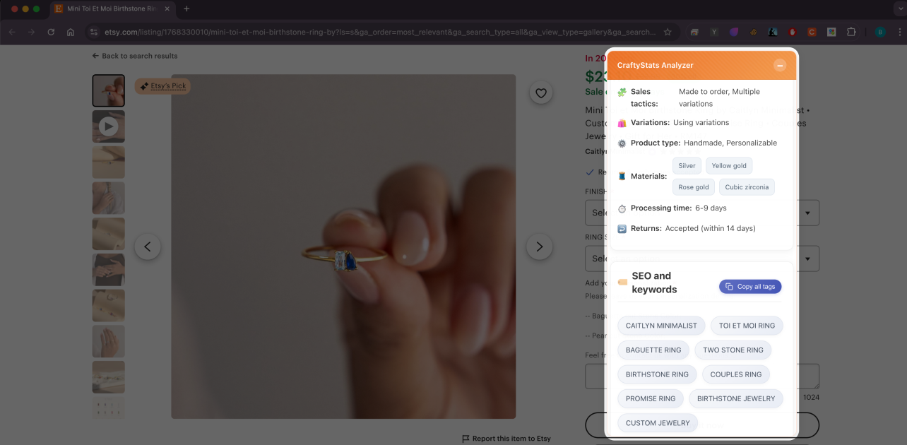 Craftystats: outil d'analyse Etsy media 2