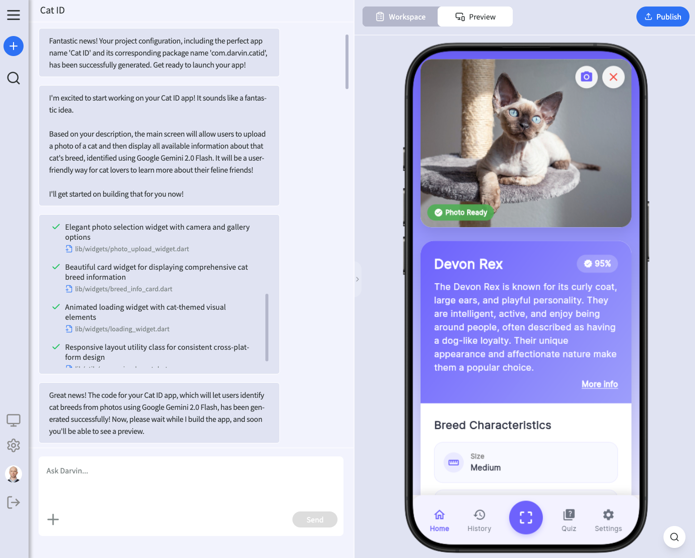 Darvin.dev - 텍스트를 작성하고, 기본 모바일 앱을 즉시 가져옵니다 미디어 2