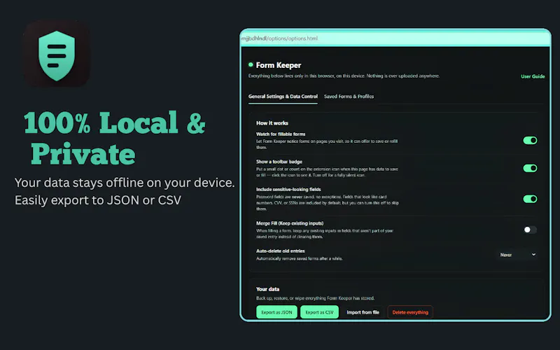 Form Keeper — Local Form Autofill screenshot 2