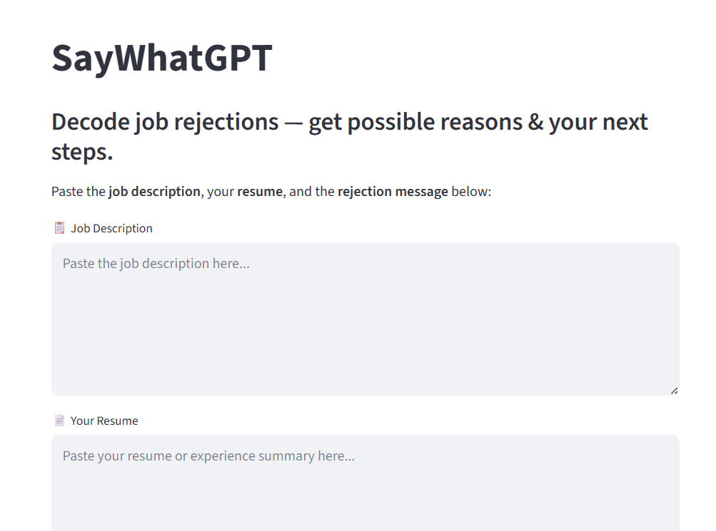 SayWhatGPT: Decode Job Rejections gallery image
