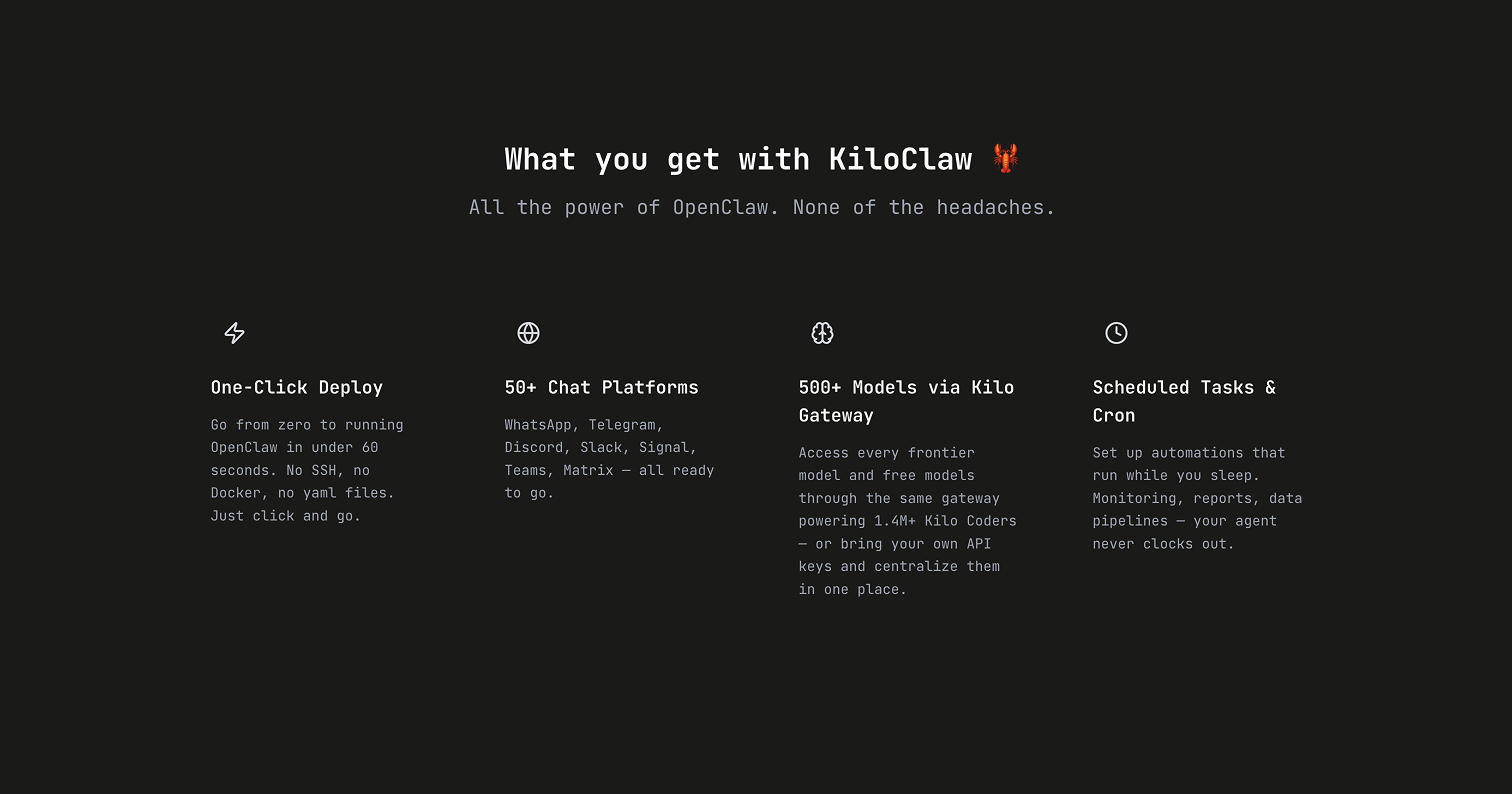 KiloClaw - Screenshot 3 showing product features and functionality