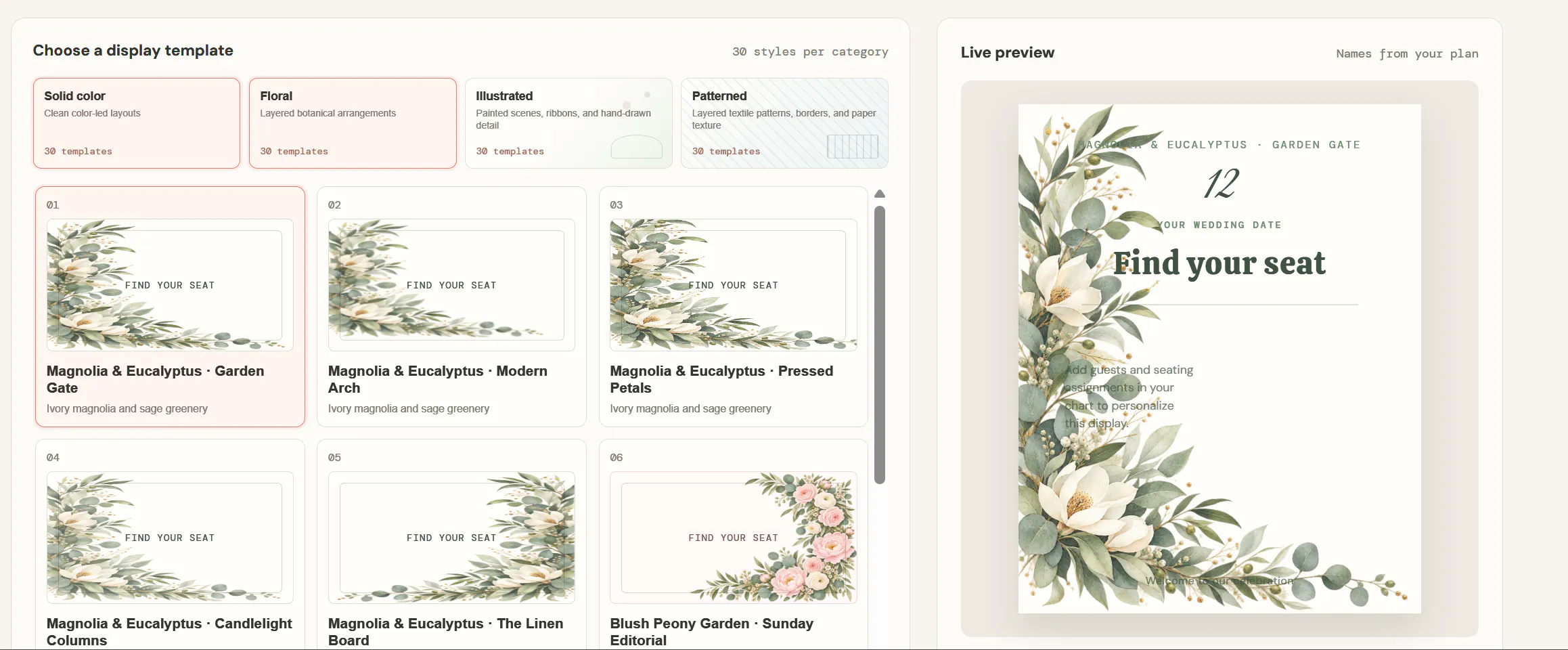 wedding seating chart gallery image