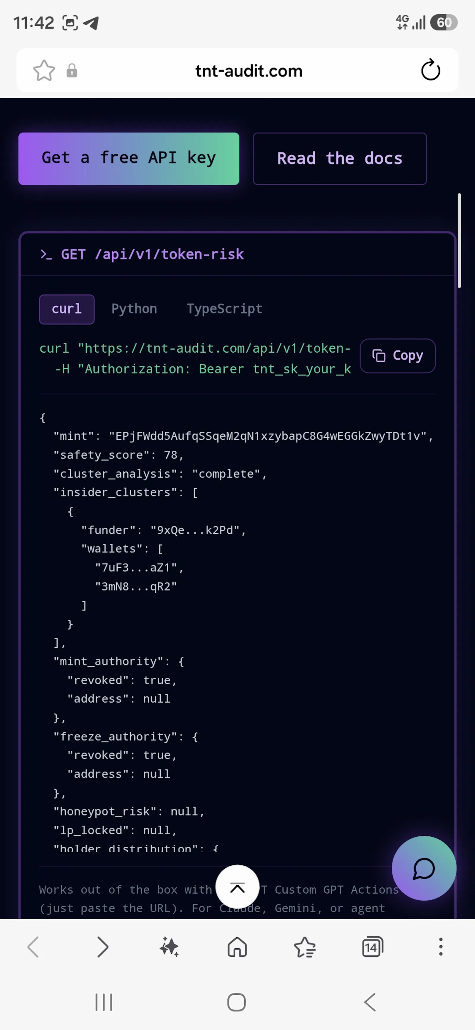 Risk-Data API screenshot 2