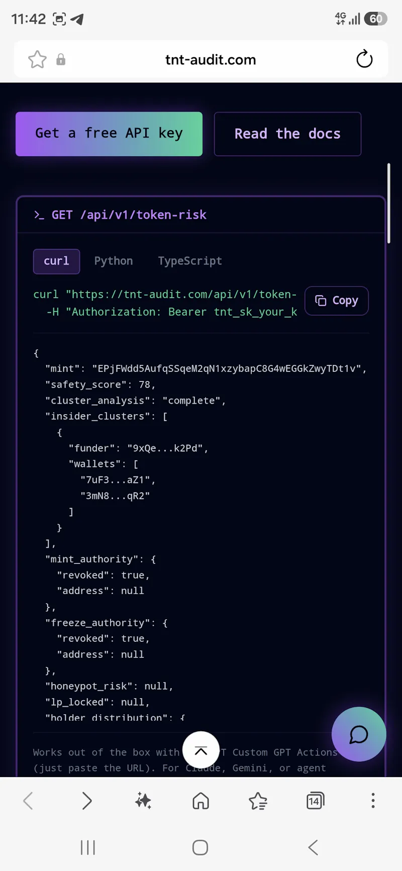 Risk-Data API screenshot 2