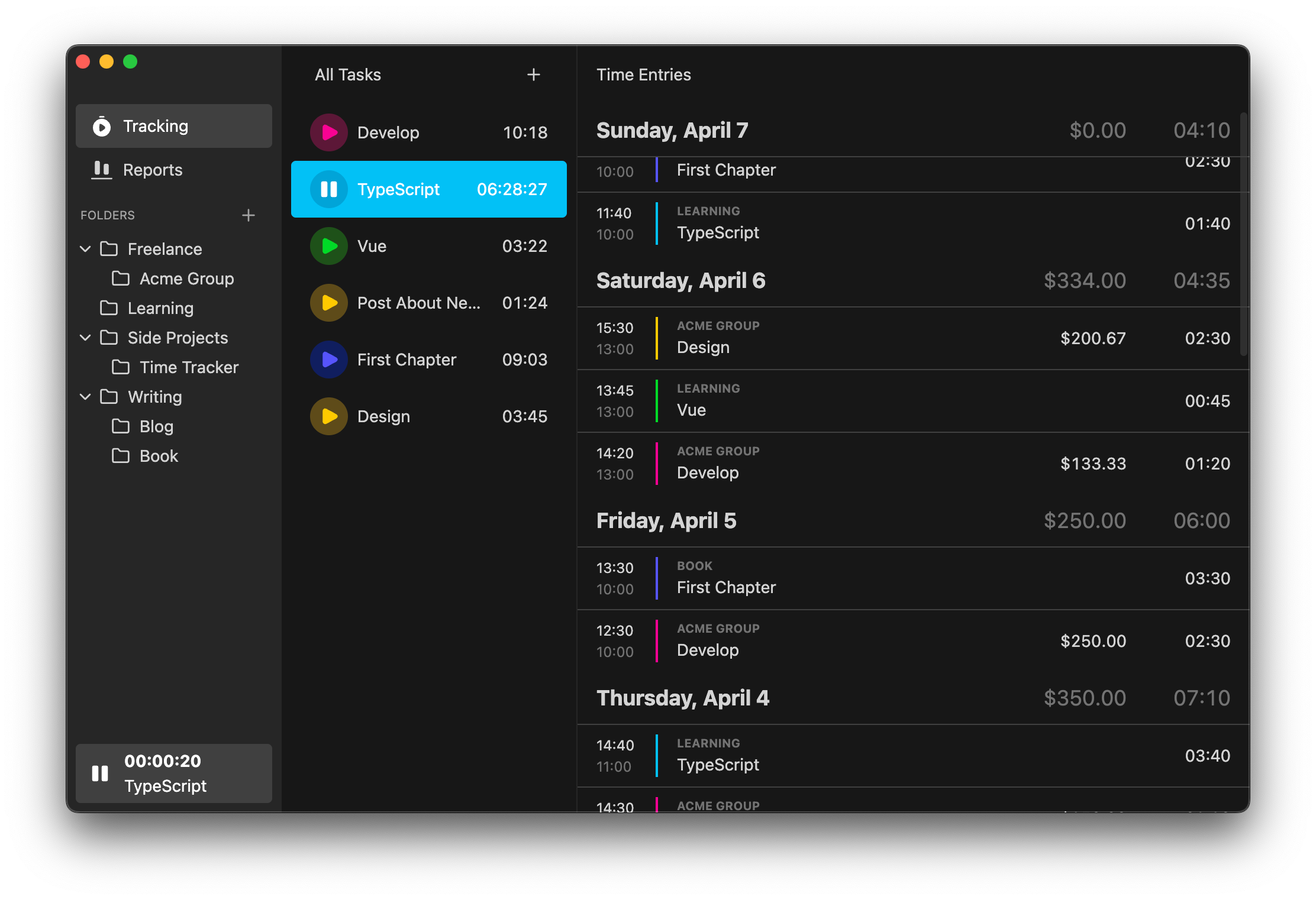 Timefall - Tracks and Records Your Work Time Accurately media 2