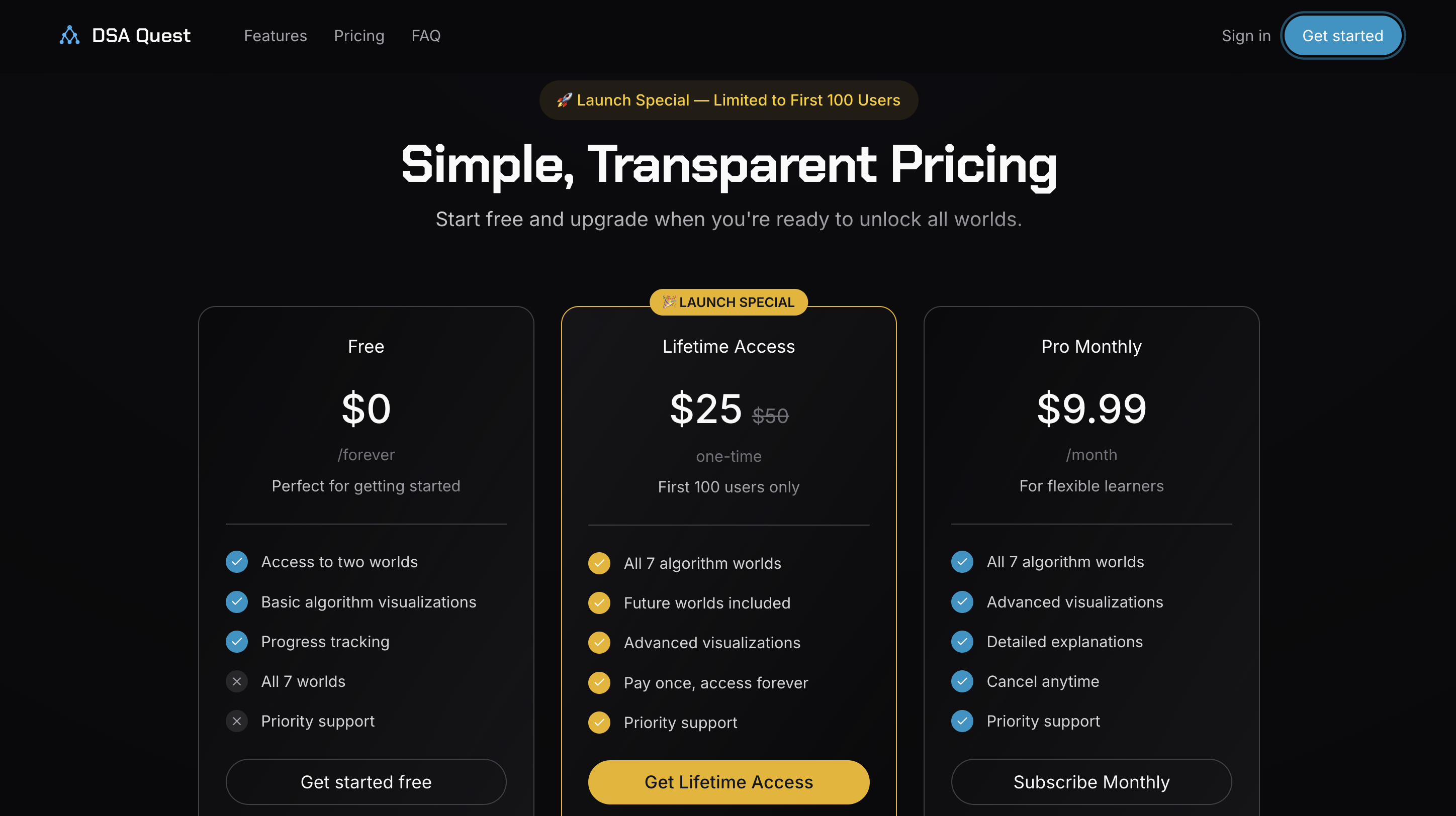 DSA Quest - Screenshot 2 showing product features and functionality