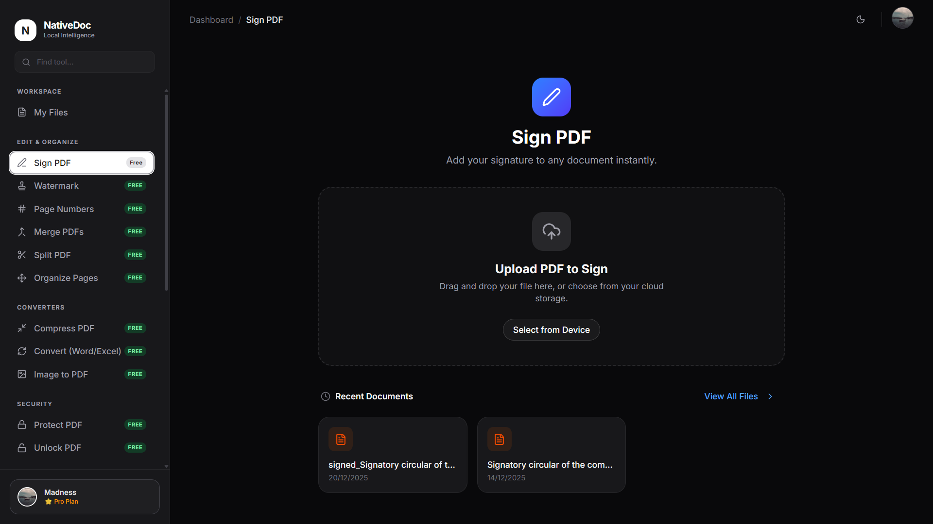 NativeDoc - Main product screenshot demonstrating key features and user interface