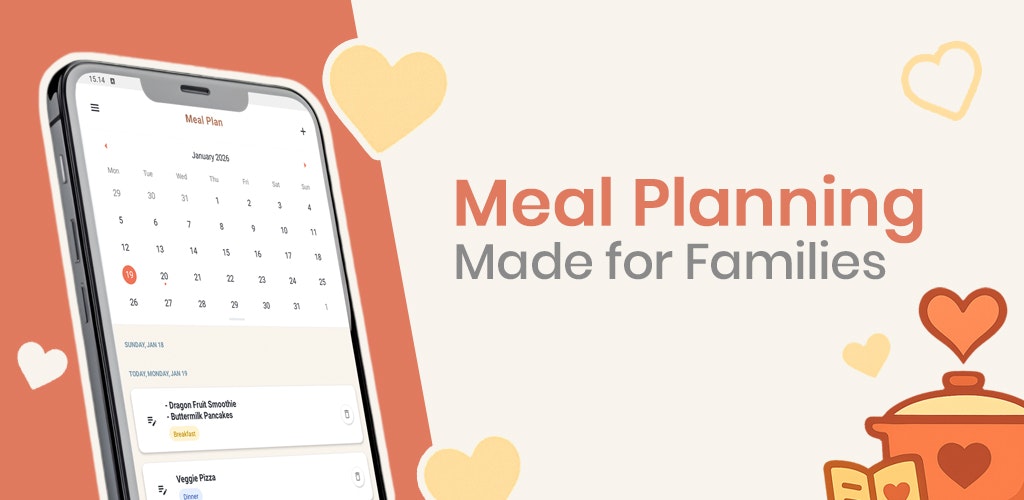 Mummy’s Cooking: Meal Planner - Main product screenshot demonstrating key features and user interface