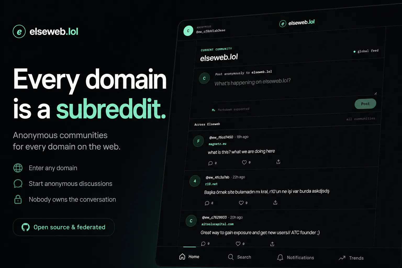 Elseweb — Every domain is a subreddit gallery image