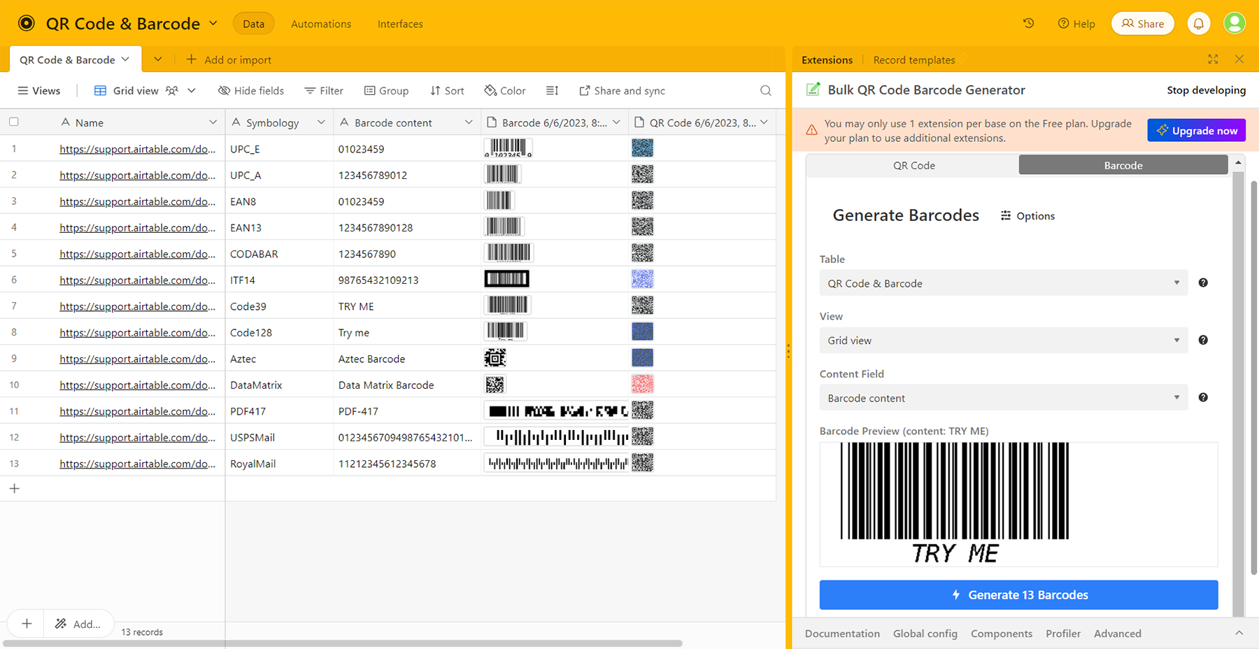 Airtable QR -codegenerator media 4