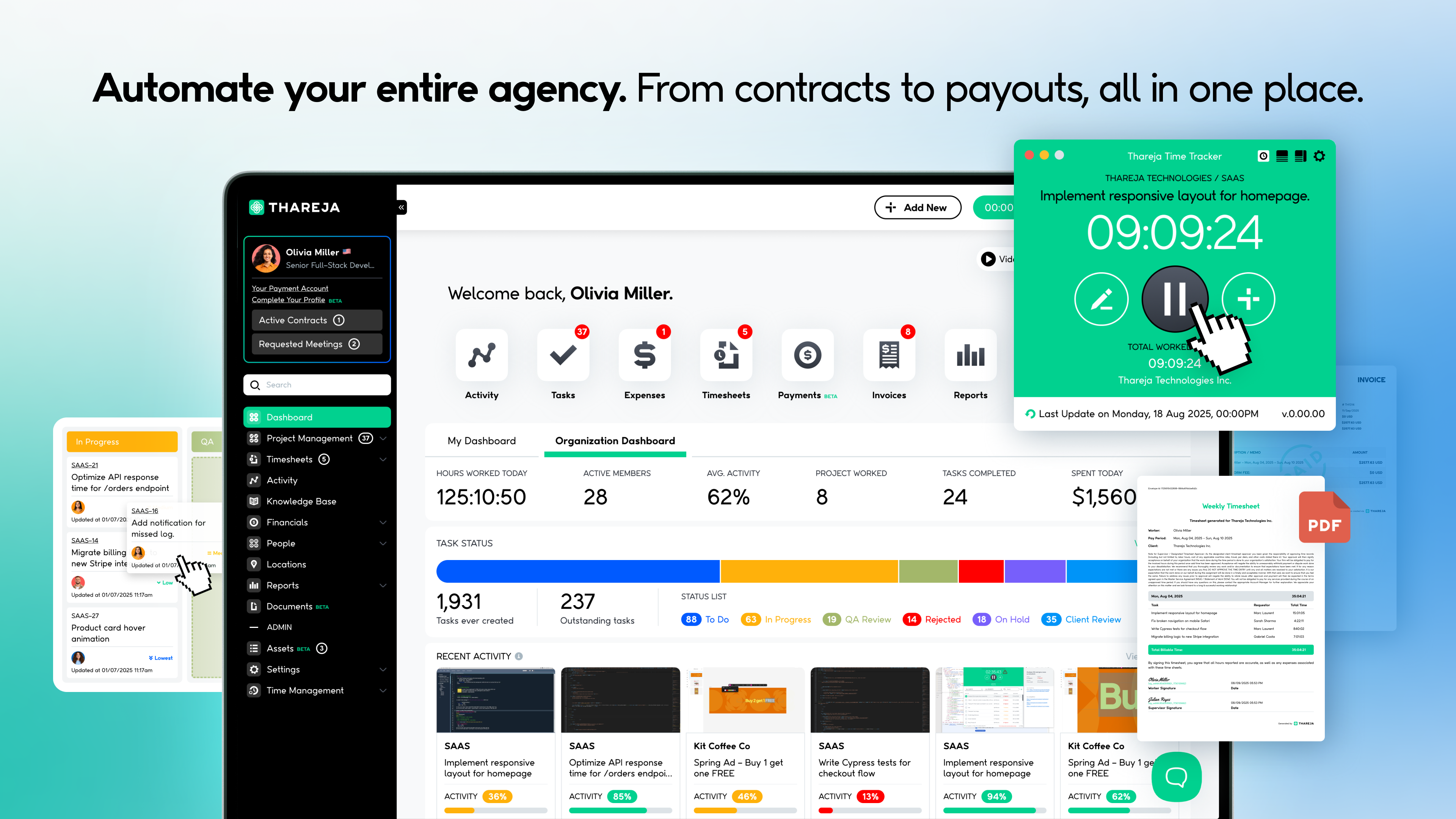 Thareja Al: Freelancer Co-pilot - Main screenshot showing features and interface