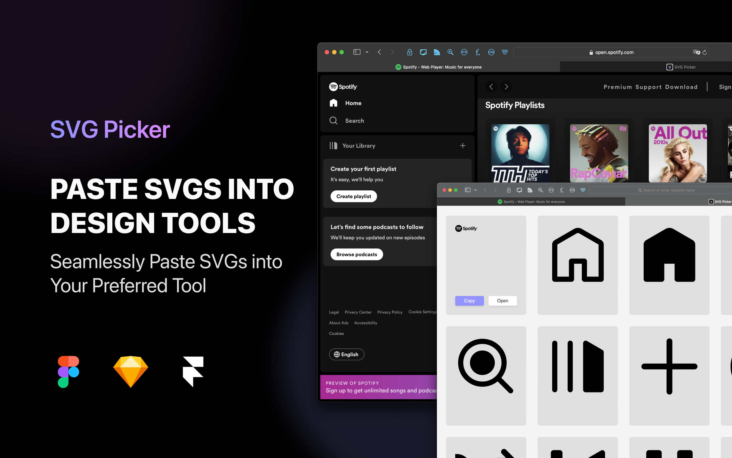 Mídia 4 de SVG Picker para Safari - Veja e copie SVGs sem esforço em ferramentas de design como figma