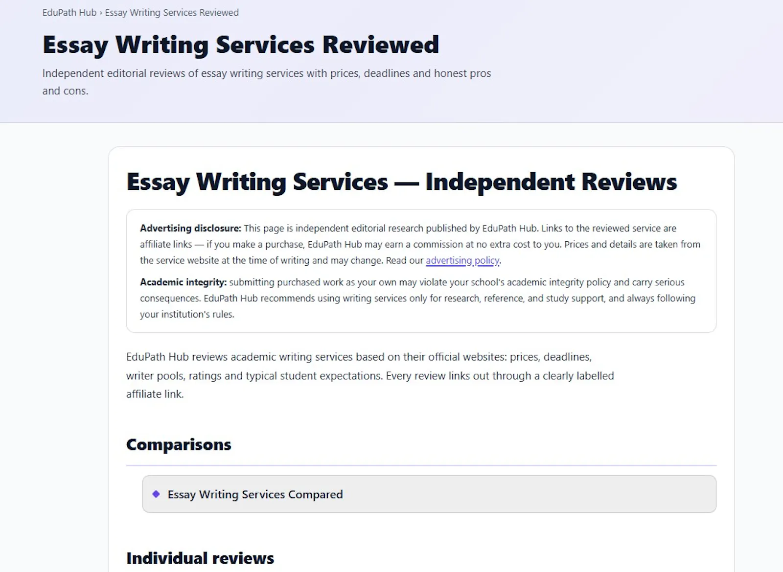 Writing Services  Independent Reviews screenshot 1