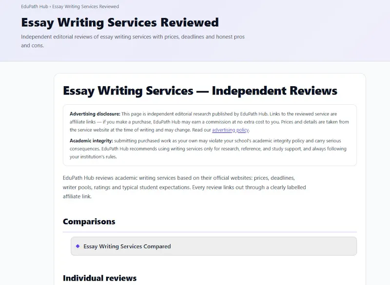 Writing Services  Independent Reviews screenshot 1