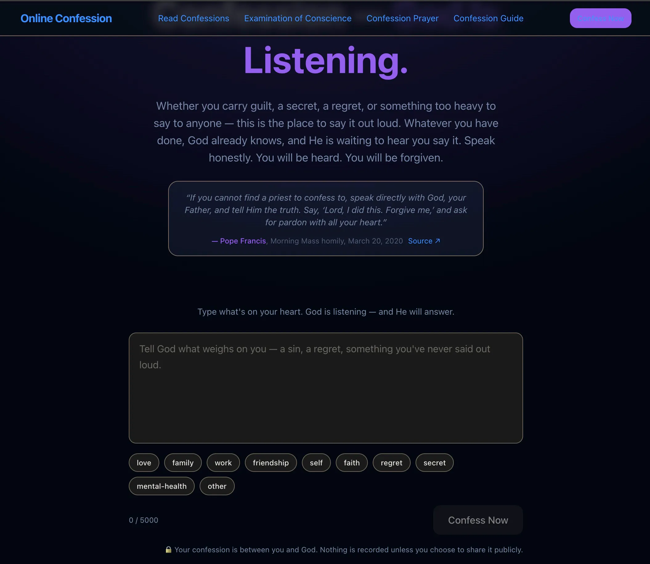 online confession のプロダクトバナー