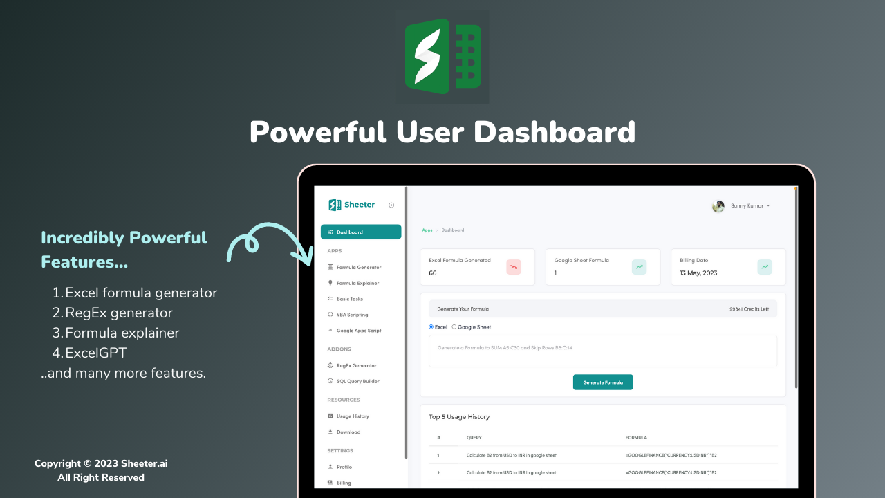 Sheeter.ai - Il tuo generatore di formula Excel personale media 2