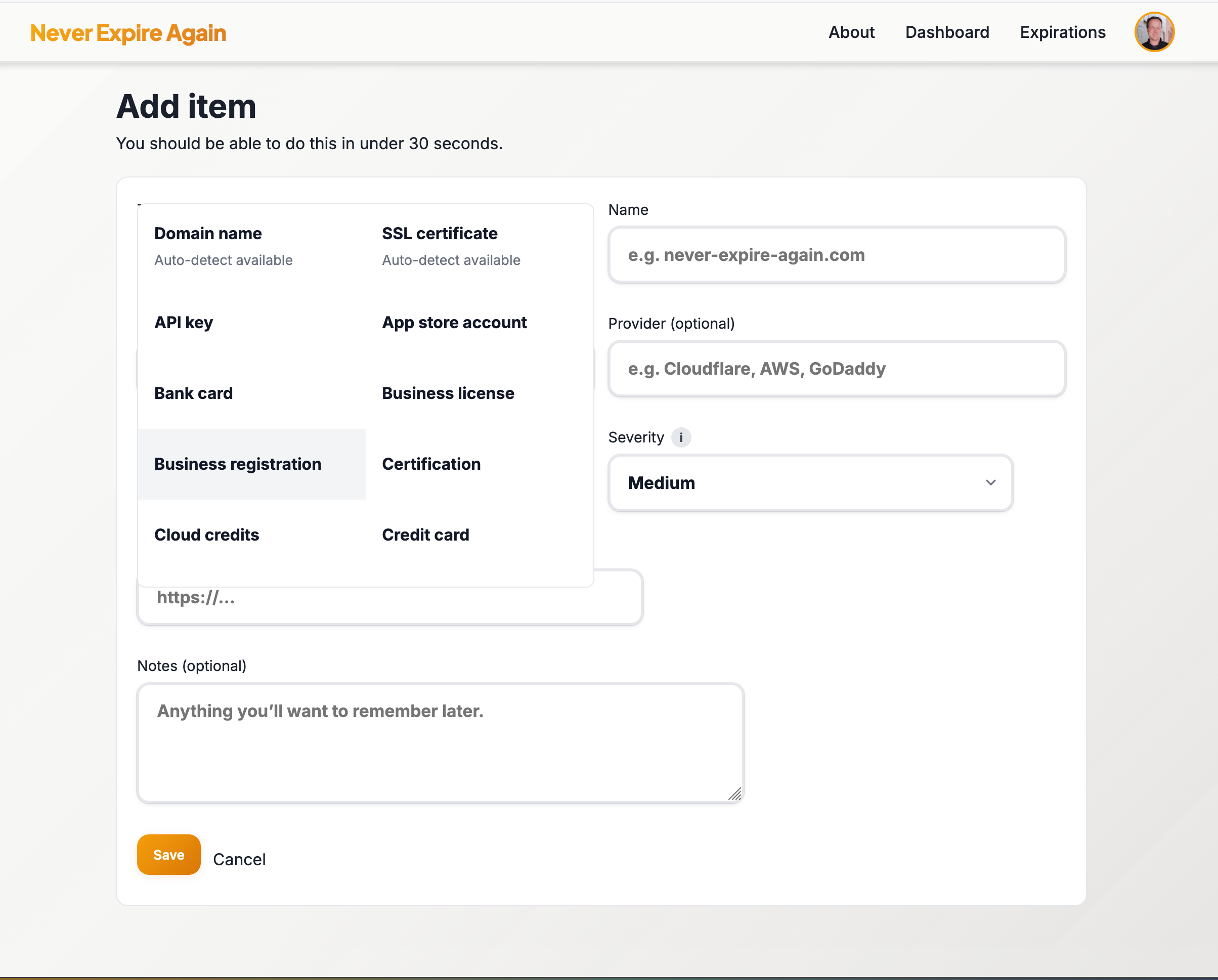Never Expire Again - Screenshot 4 showing product features and functionality