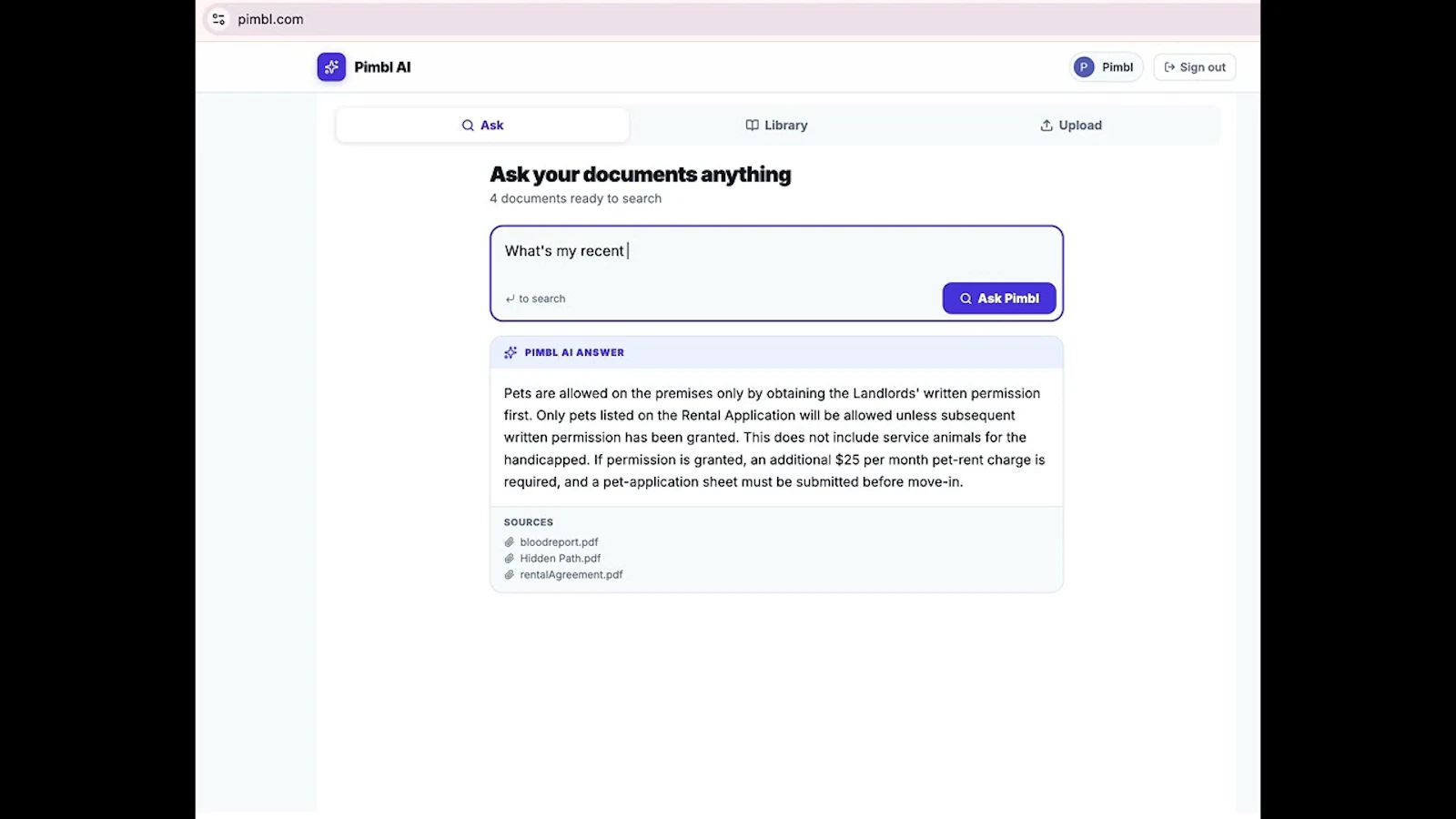 Pimbl – AI Document Vault screenshot 1 (video preview)