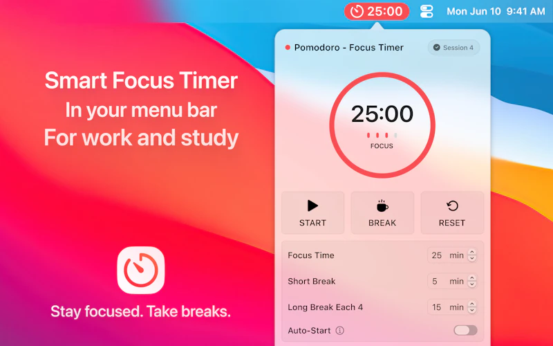 Smart Focus Timer for Mac screenshot 1