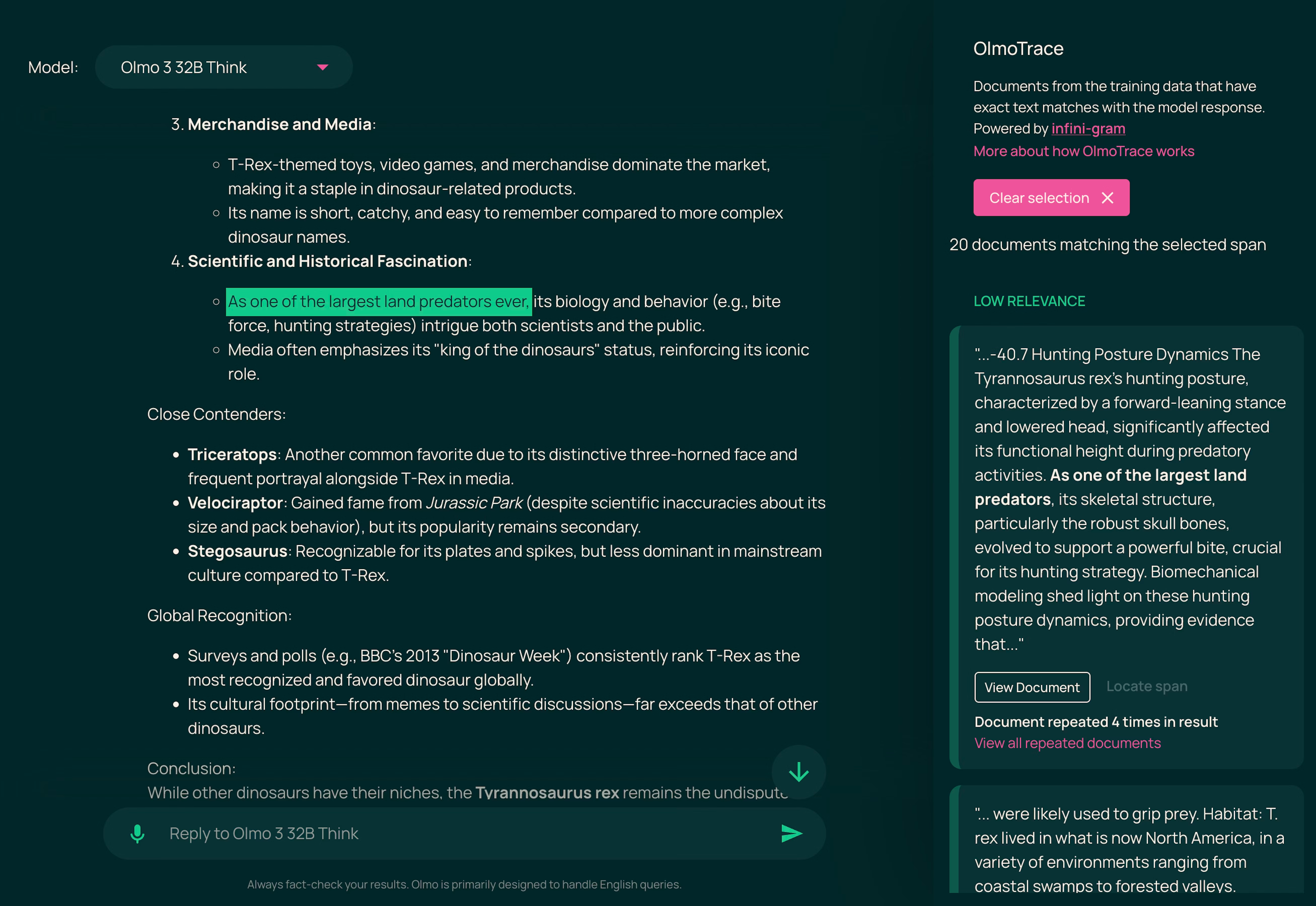 Olmo 3 - Screenshot 4 showing product features and functionality