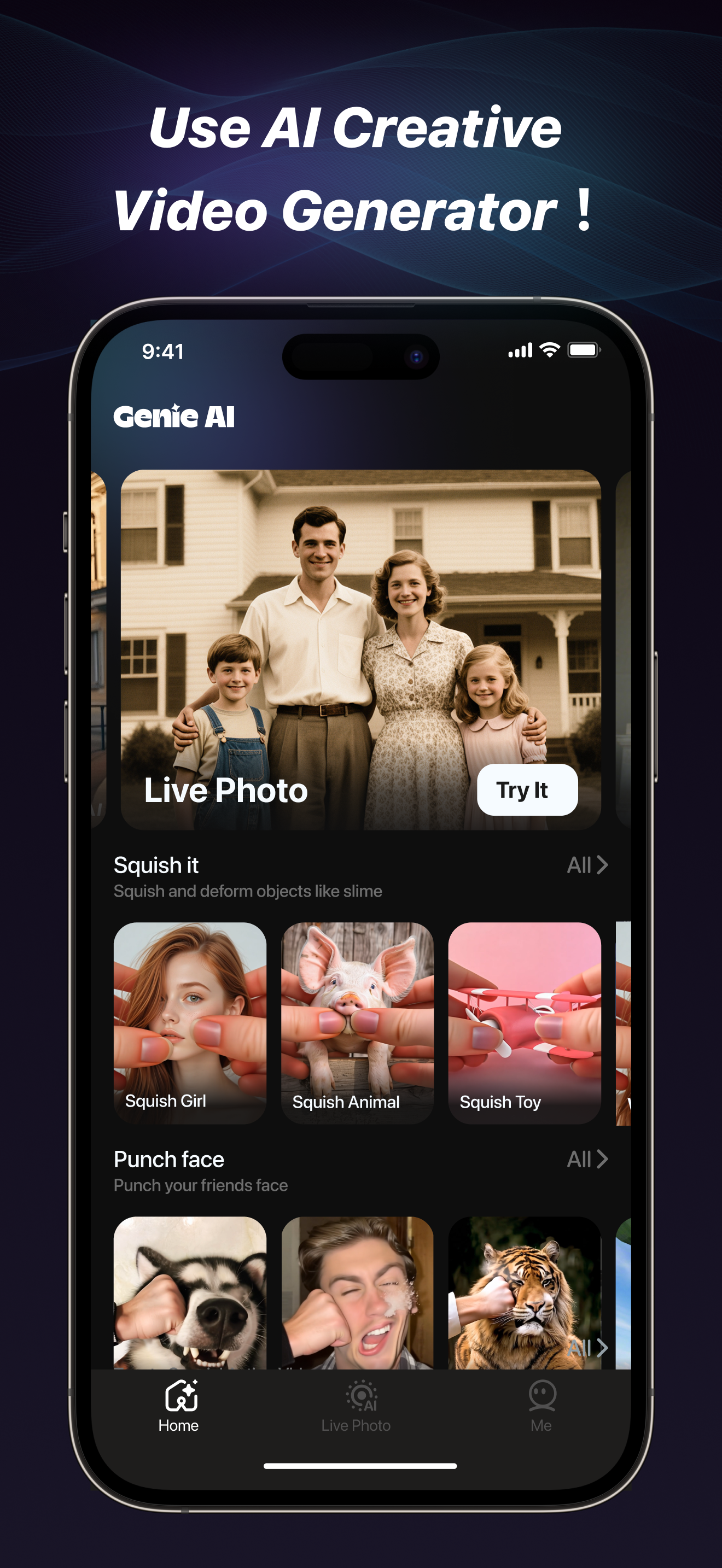 Genie AI - Видеогенератор ИИ - Genie AI: превратите фотографии в живые фотографии, получите крутые эффекты! медиа 4