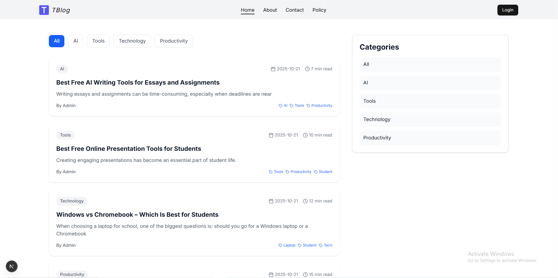 Telex Blog Starter Kit - Screenshot 3 showing product features and functionality
