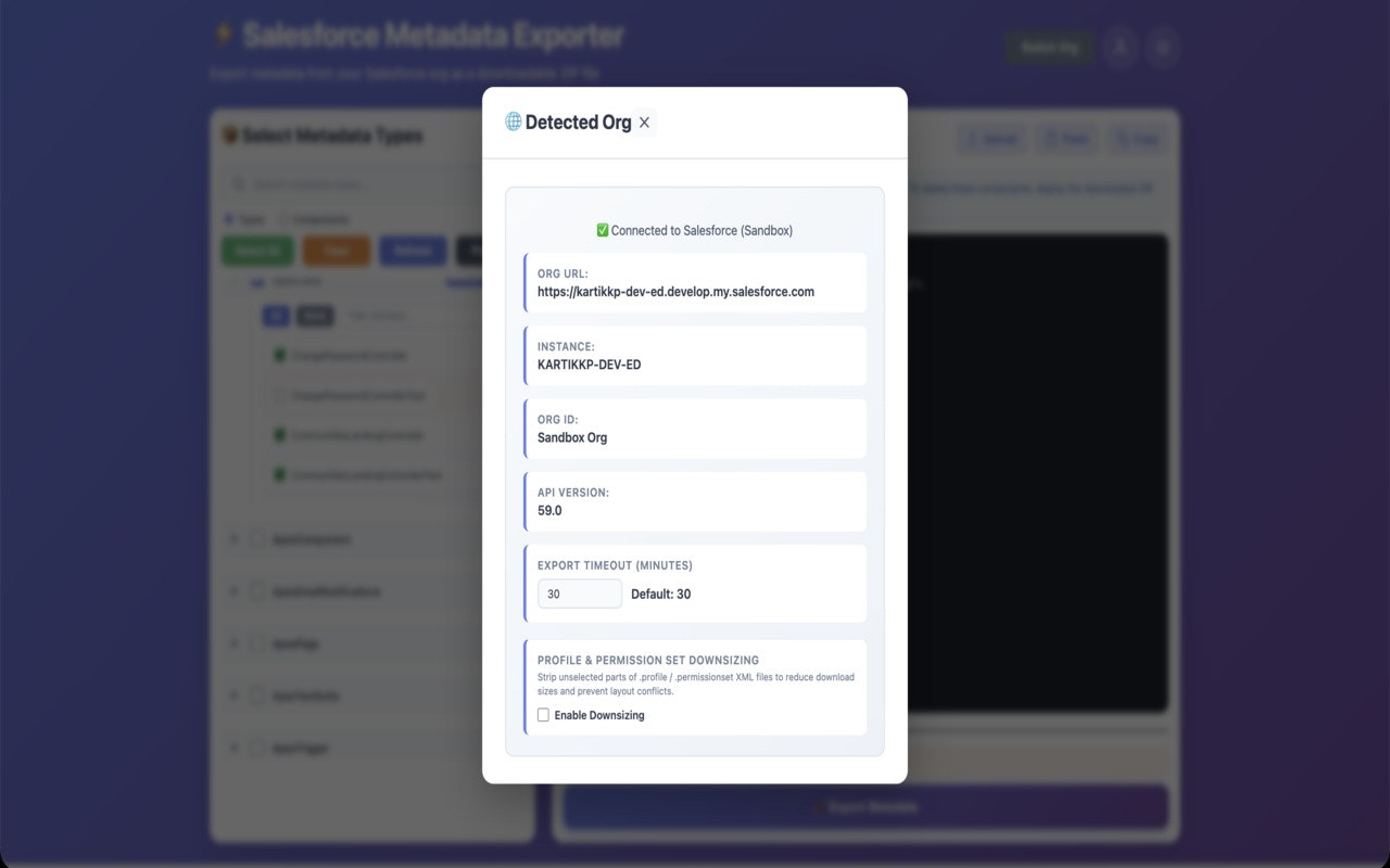 Salesforce Metadata Exporter gallery image